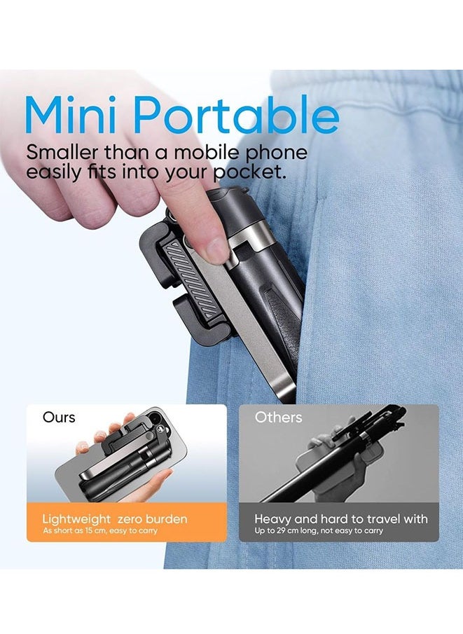 Phone Tripod, Portable Selfie Stick, Pocket Size Selfie Stick for iphone, Selfie Stick with Wireless Detachable Remote Control, Phone Travel Tripod Stand for Video Recording, Live Streaming, Vlog