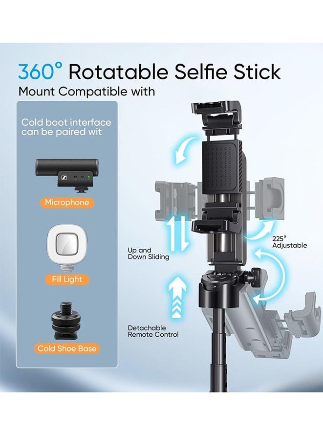 Phone Tripod, Portable Selfie Stick, Pocket Size Selfie Stick for iphone, Selfie Stick with Wireless Detachable Remote Control, Phone Travel Tripod Stand for Video Recording, Live Streaming, Vlog