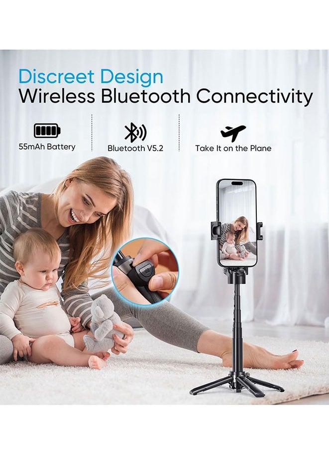 Phone Tripod, Portable Selfie Stick, Pocket Size Selfie Stick for iphone, Selfie Stick with Wireless Detachable Remote Control, Phone Travel Tripod Stand for Video Recording, Live Streaming, Vlog