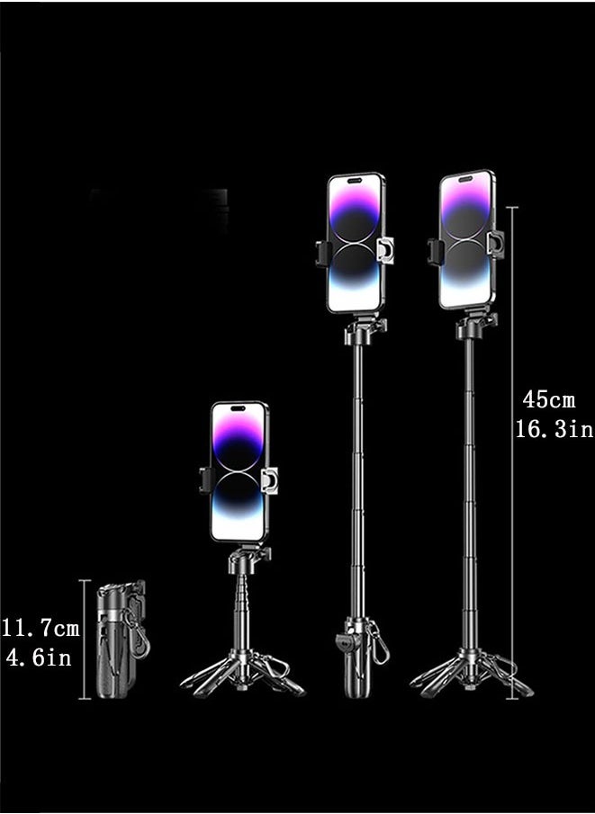Phone Tripod, Portable Selfie Stick, Pocket Size Selfie Stick for iphone, Selfie Stick with Wireless Detachable Remote Control, Phone Travel Tripod Stand for Video Recording, Live Streaming, Vlog