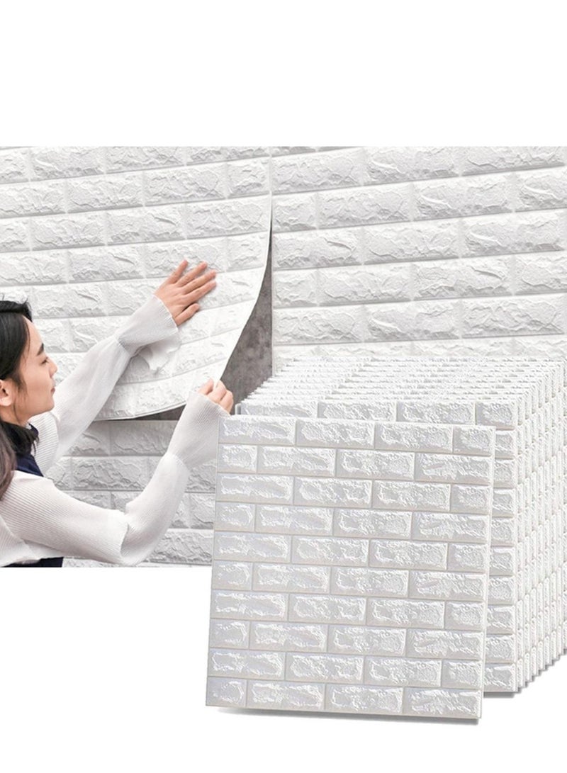 Cool Baby COOLBABY Brick Wall Stickers 10PC 3D Wall Sticker Self Adhesive Wall Panels Waterproof PE Foam White Wallpaper for Living Room TV Wall and Home Decor - Image 1