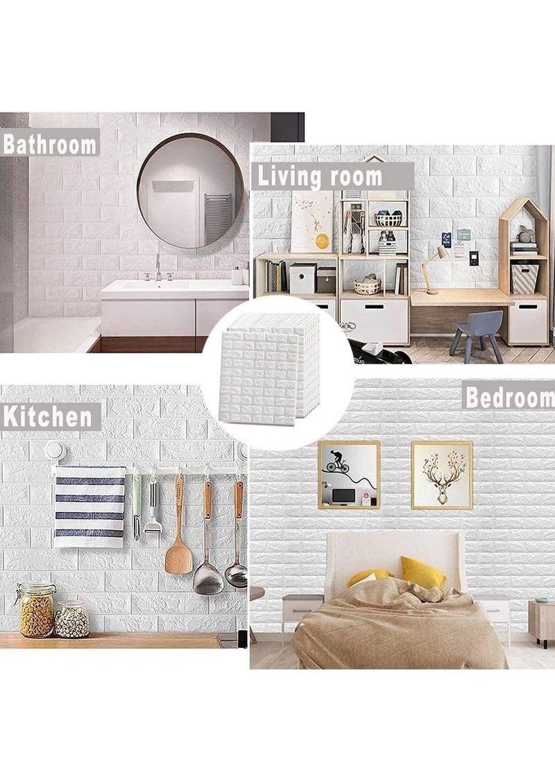 Cool Baby COOLBABY Brick Wall Stickers 10PC 3D Wall Sticker Self Adhesive Wall Panels Waterproof PE Foam White Wallpaper for Living Room TV Wall and Home Decor - Image 2