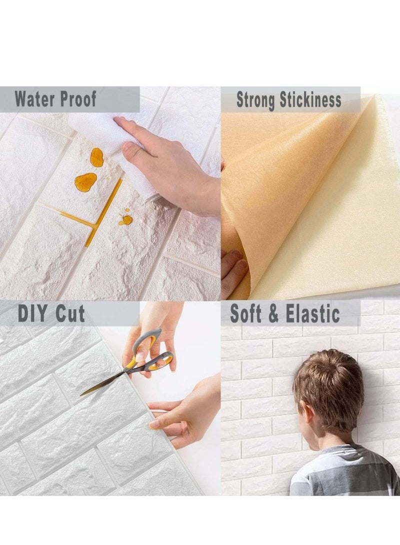 Cool Baby COOLBABY Brick Wall Stickers 10PC 3D Wall Sticker Self Adhesive Wall Panels Waterproof PE Foam White Wallpaper for Living Room TV Wall and Home Decor - Image 4
