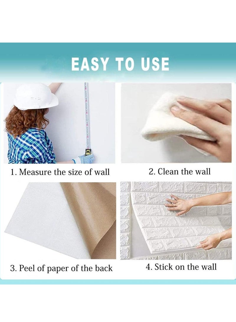 Cool Baby COOLBABY Brick Wall Stickers 10PC 3D Wall Sticker Self Adhesive Wall Panels Waterproof PE Foam White Wallpaper for Living Room TV Wall and Home Decor - Image 5