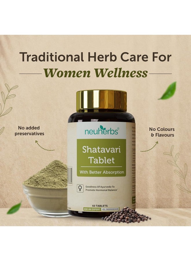 Neuherbs Shatavari Tablet | Ayurveda Herbal Supplement For Women's Hormonal Health | Promotes Lactation | 100% Pure & Natural - 60 Tablets - Image 5