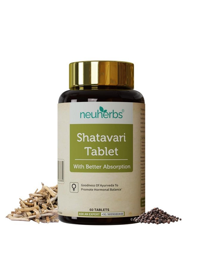 Neuherbs Shatavari Tablet | Ayurveda Herbal Supplement For Women's Hormonal Health | Promotes Lactation | 100% Pure & Natural - 60 Tablets - Image 1