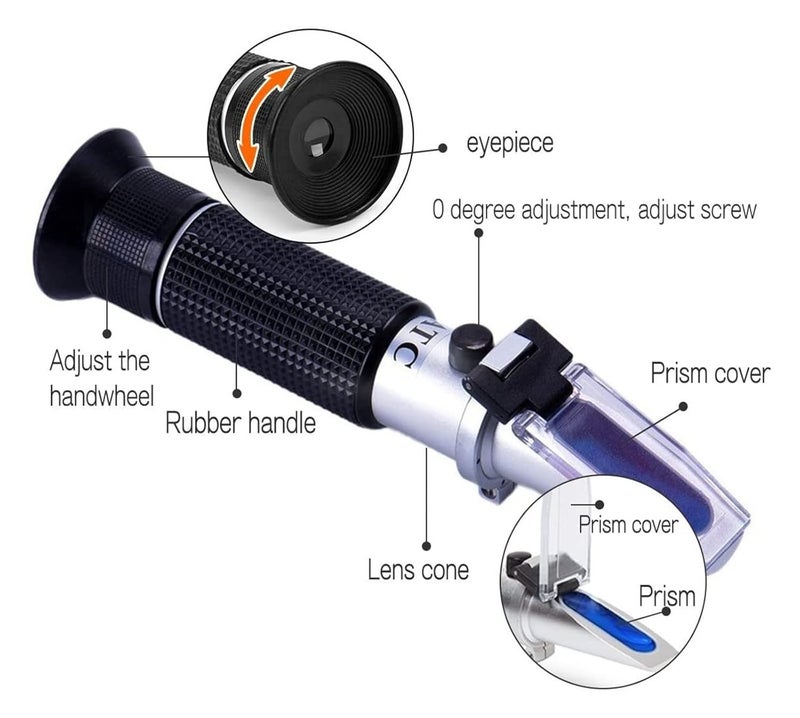 Refractometer, Salinity Refractometer for Aquarium Salt Tester with ATC and Dual Scale 0-100‰ & 1.000-1.070 Specific Gravity Saltwater Test - Image 5