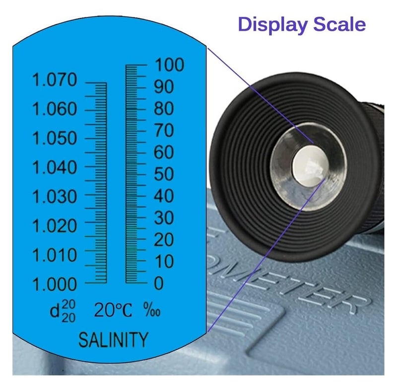 Refractometer, Salinity Refractometer for Aquarium Salt Tester with ATC and Dual Scale 0-100‰ & 1.000-1.070 Specific Gravity Saltwater Test - Image 3