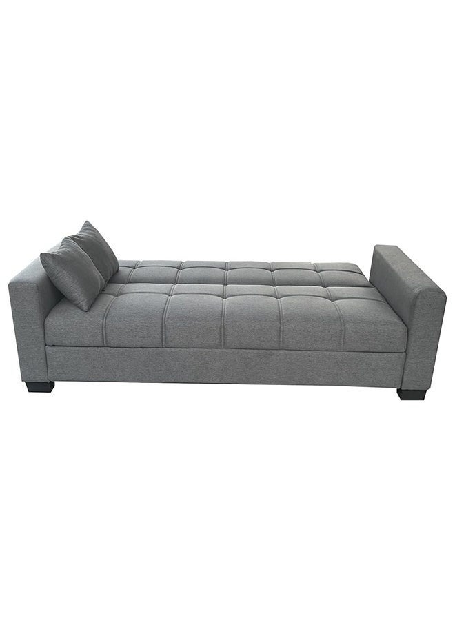 Al Zakharef Furniture Sofa Cum Bed 3 Seater Fabric Sleeper Sofa with Storage, Modern Living Room Sofabed, Grey, W110 x L180 x H75 cm - Image 2