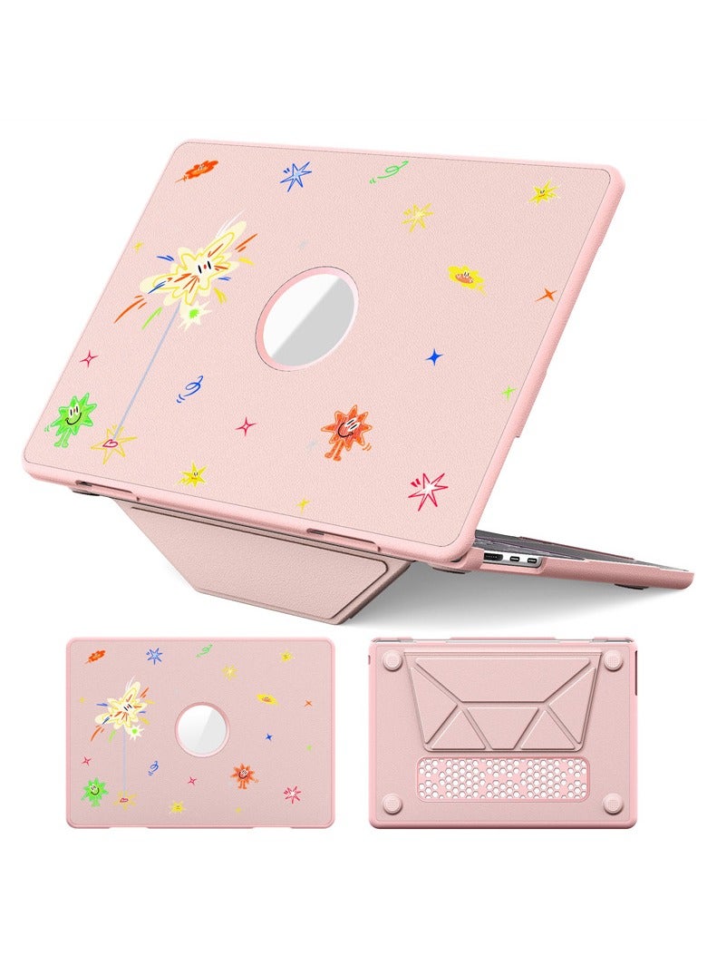 غطاء تبريد متوافق مع MacBook Air مقاس 13.6 بوصة (M2 A2681/M3 A3113/M4 A3240): غطاء واقي كامل مغناطيسي بحامل جلدي، مقاوم للسقوط والخدوش.