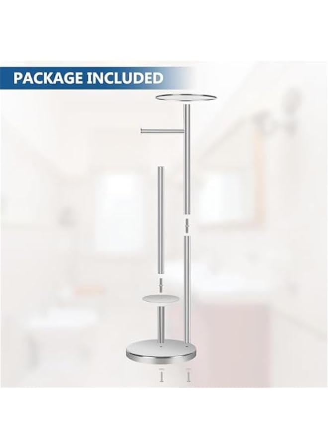 HOOKOR Toilet Paper Holder Free Standing with Top Storage Shelf, Stainless Steel Toilet Paper Holder Stand, Freestanding Toilet Tissue Roll Dispenser Holds 4 Paper Rolls, Bathroom Storage (Silver) - Image 4
