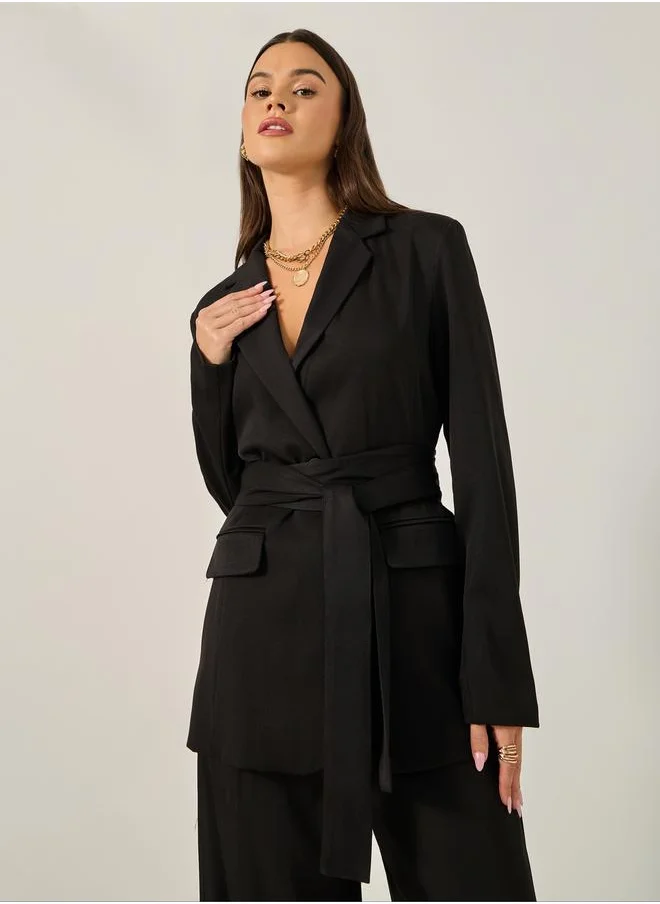 Styli Regular Fit Longline Belted Blazer