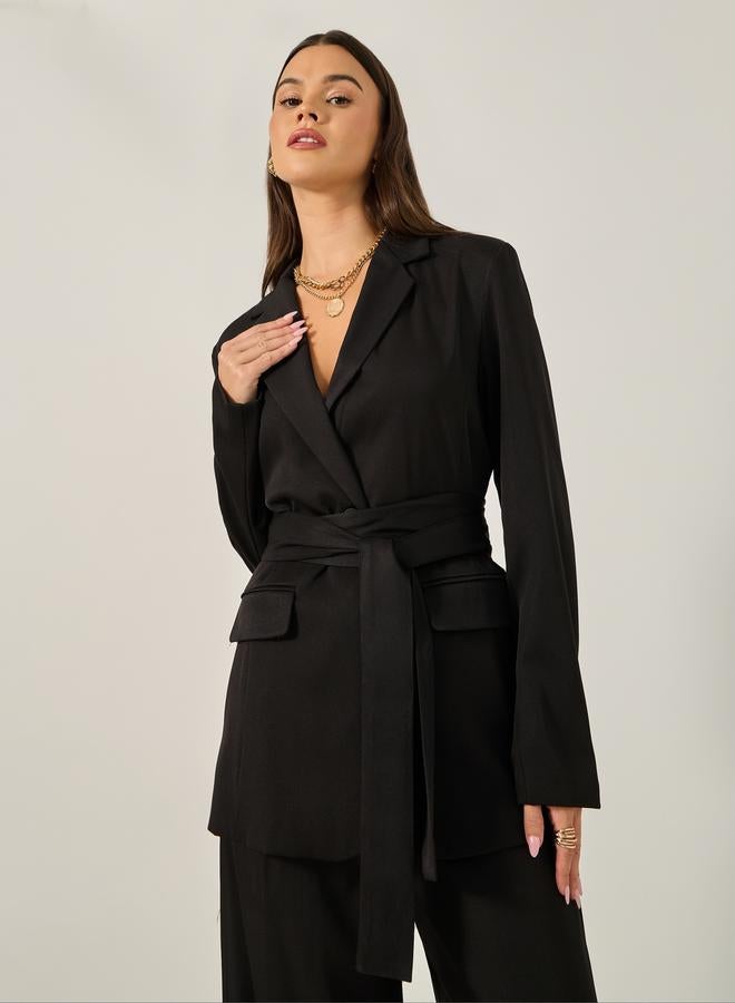 Styli Styli Regular Fit Longline Belted Blazer  - Image 1