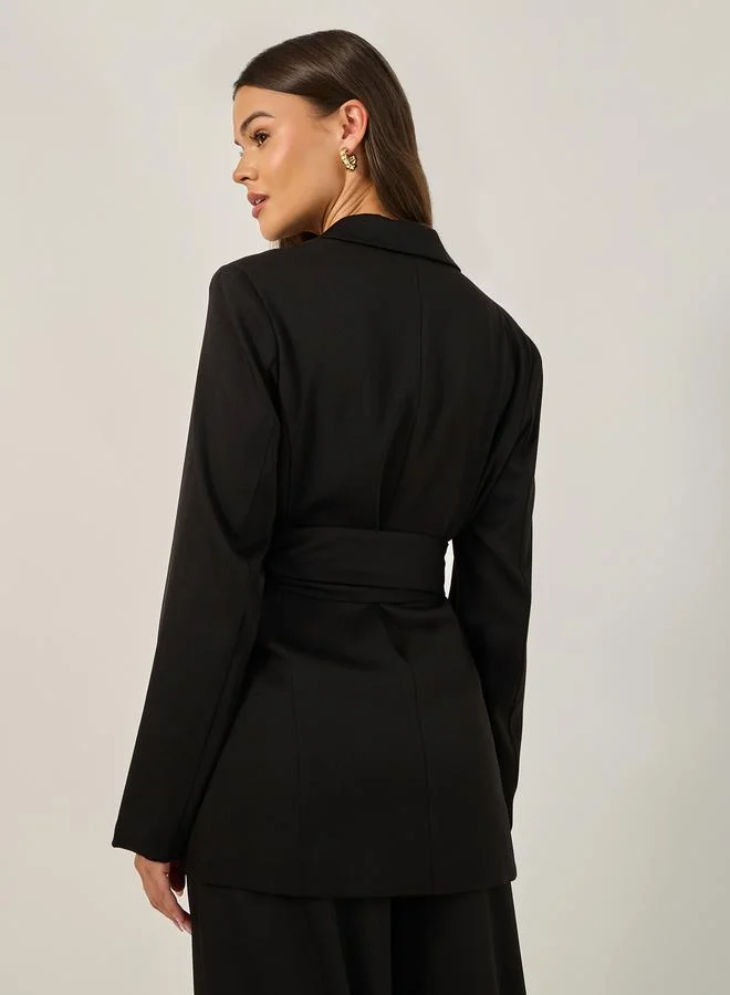 Styli Styli Regular Fit Longline Belted Blazer