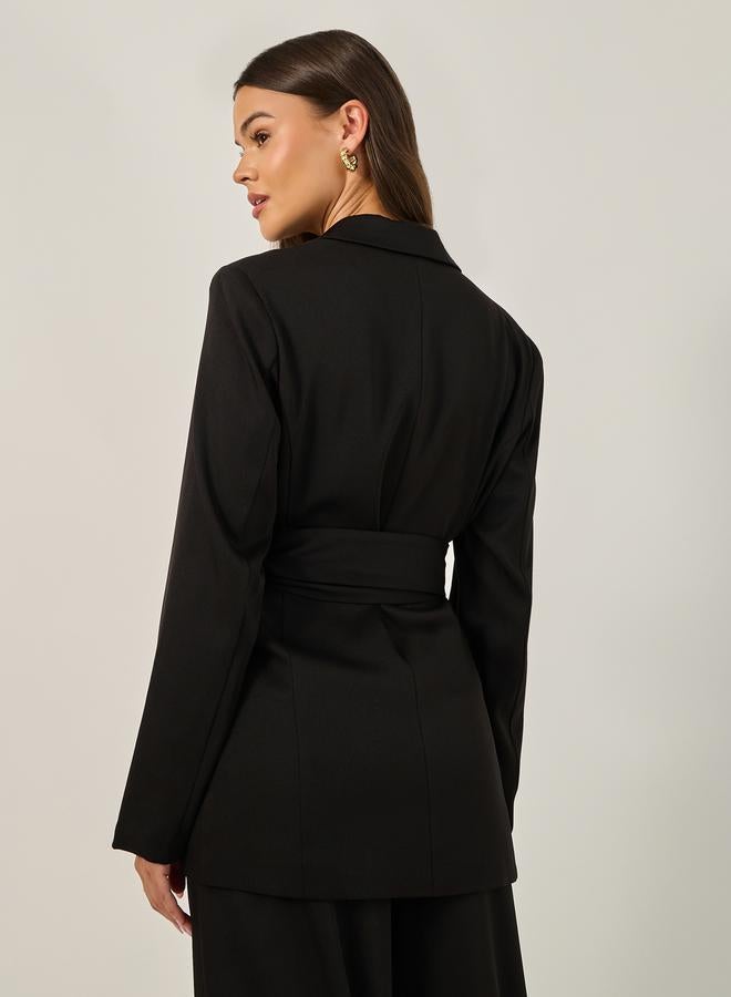 Styli Styli Regular Fit Longline Belted Blazer  - Image 3