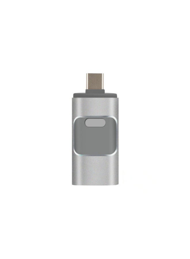 Multi-function Four-in-one USB Flash Drive Is Suitable For Apple Type C Android Full Capacity 128g High-speed Mobile Phone USB Flash Drive-Color:Space Gray (large Window)-Capacity:128GB - Image 1