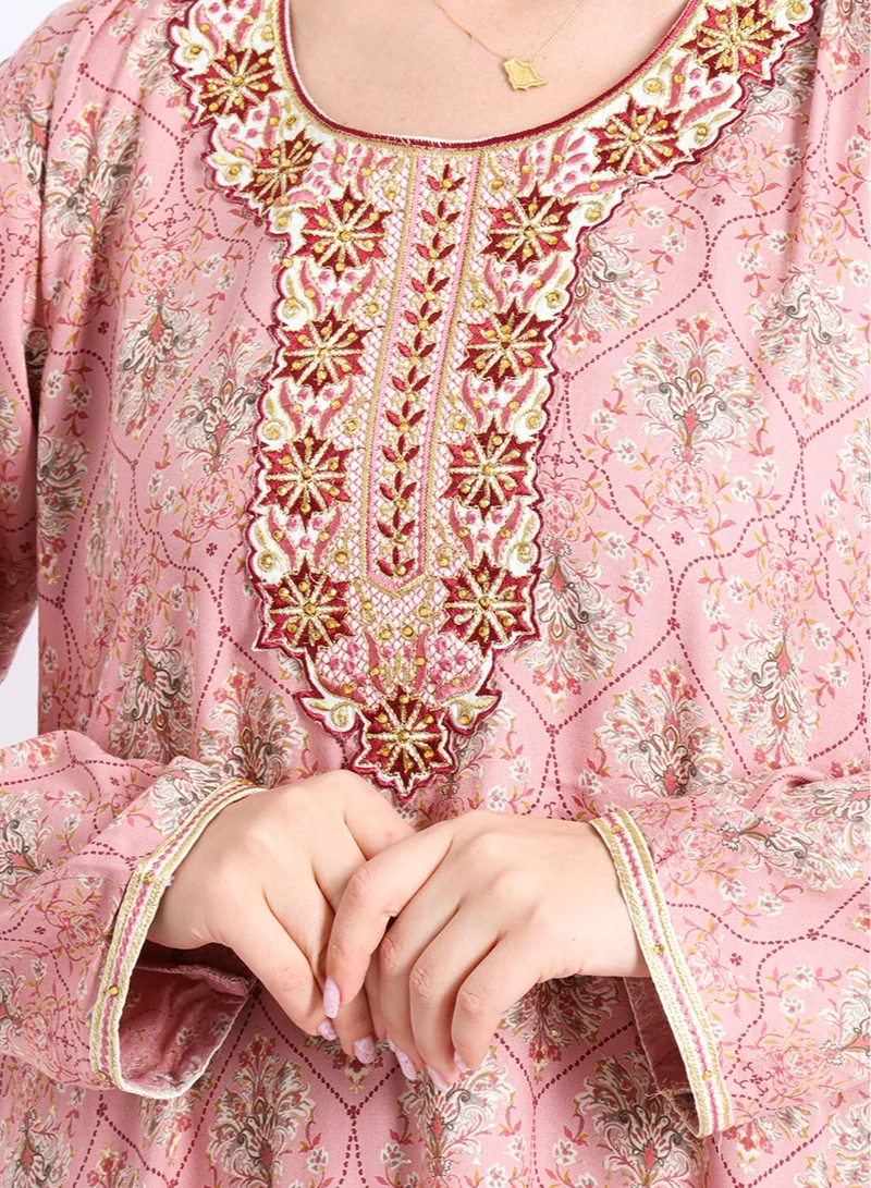 IKKXA Embroidered Floral Jalabiya