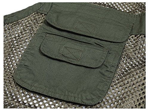 Kedera Men's Mesh Fishing Vest Photography Work Multi-pockets Outdoors Journalist's Vest Jacket (Army green, Medium) - Image 4