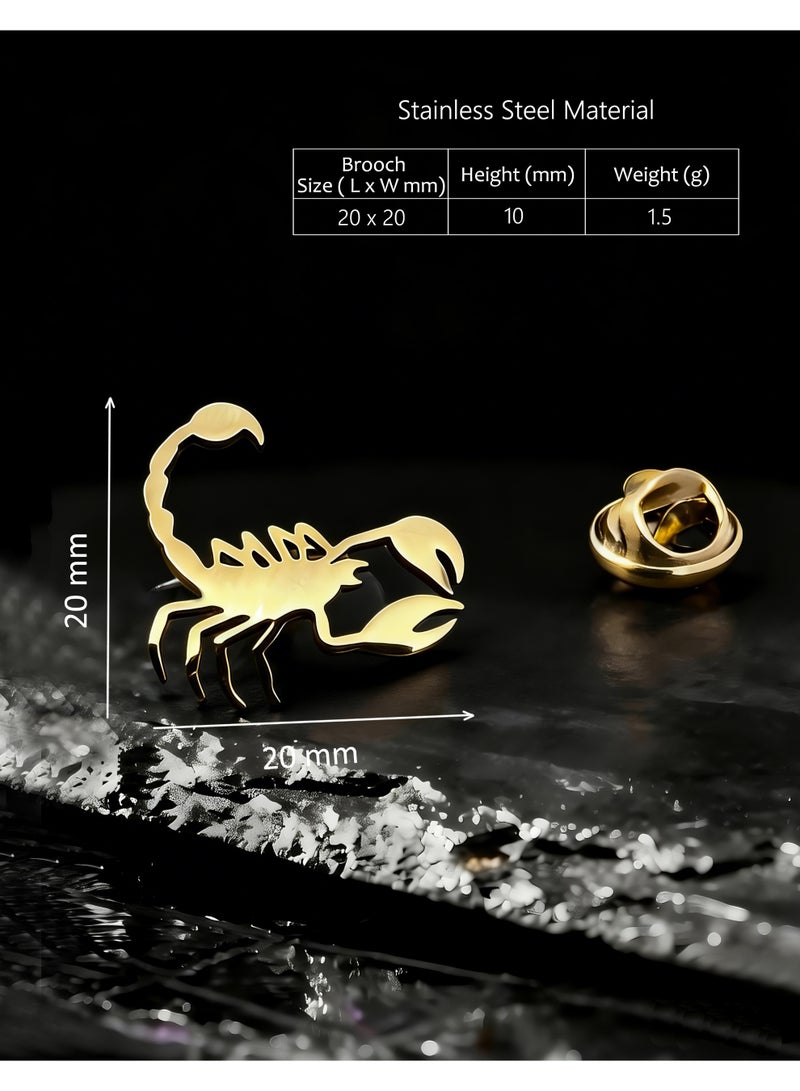 HomeNoor Vintage Gold Scorpion Brooch, Premium Stainless Steel Lapel Pin, Stylish Suit Accessory for Business, Wedding, Formal & Casual Outfits, Ideal Gift for Men & Women - Image 2