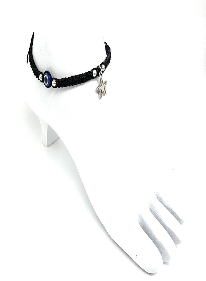 Jyokrish Handmade Adjustable Black Thread Hnaging Star-2 evil eye Anklet For Women | girls | Nazariya |Payal | Adult |Free Size | Pair of 1 - Image 4