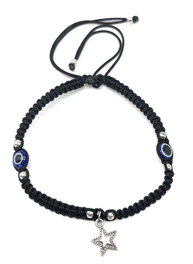 Jyokrish Handmade Adjustable Black Thread Hnaging Star-2 evil eye Anklet For Women | girls | Nazariya |Payal | Adult |Free Size | Pair of 1 - Image 2