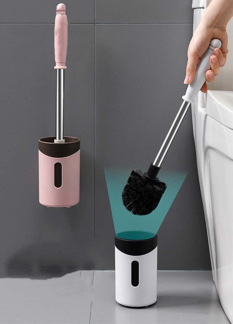 SKOFRI SKOFRI Magic Sticker Self Adhesive Wall Mounted Toilet Brush for Cleaning with Holder Deep Cleaning Toilet Bowl Brush Set for Bathroom Soft Bristle Toilet Cleaning Brush with Strong Handle - Image 3