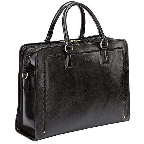 Banuce Genuine Full Grains Italian Leather Briefcase for Women 15.6 Inch Laptop Bag for Work Black - Image 1