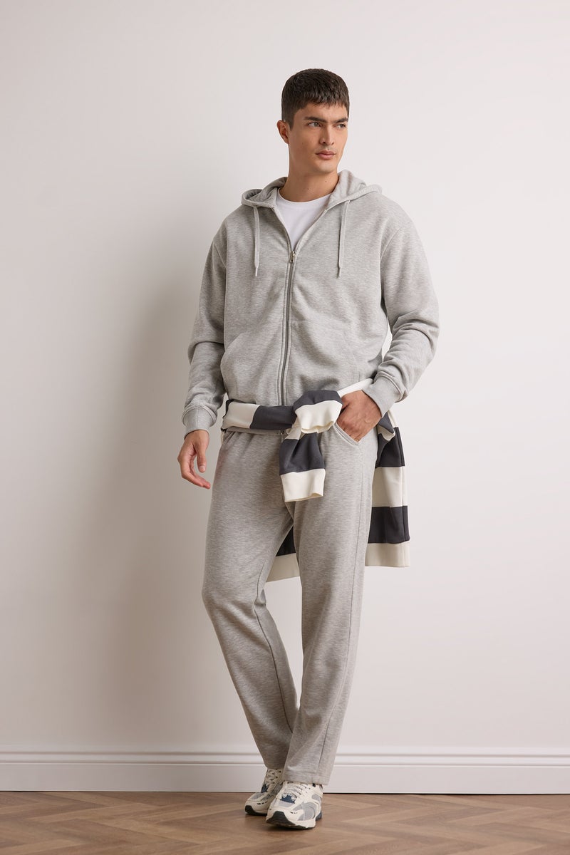 DeFacto Grey Man Regular Fit Basic Straight Leg Sweatpants Casual - Image 2