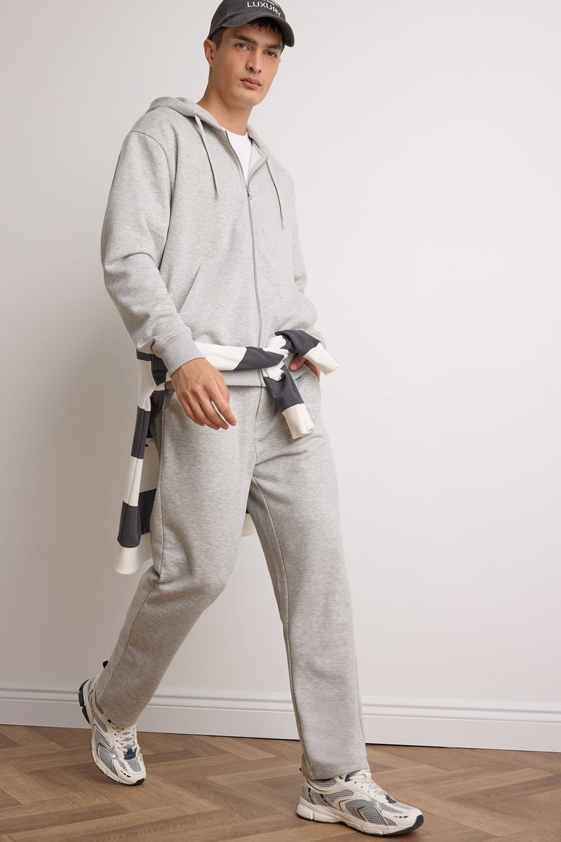 DeFacto Grey Man Regular Fit Basic Straight Leg Sweatpants Casual - Image 1