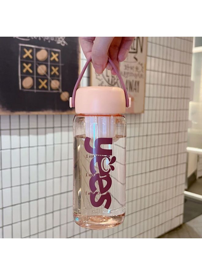 Handy High-value Plastic Water Cup Men's And Women's Portable Children's Students Direct Drinking Cup Summer Heat-resistant Sports Transparent Small Cup-Color:Orange Belt Rotary Tea House-Capacity:650ml  - Image 1