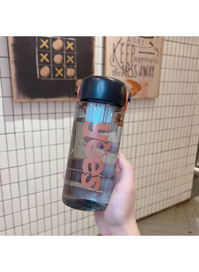 Handy High-value Plastic Water Cup Men's And Women's Portable Children's Students Direct Drinking Cup Summer Heat-resistant Sports Transparent Small Cup-Color:Orange Belt Rotary Tea House-Capacity:650ml  - Image 3