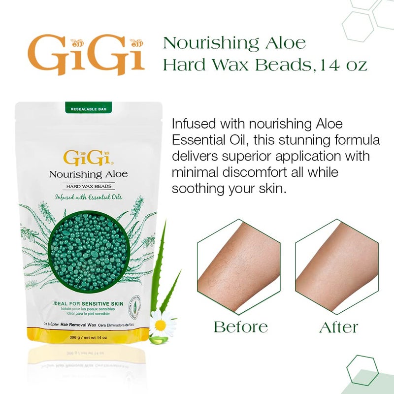 GiGi Hard Wax Beads for Sensitive Skin â€“ Nourishing Aloe, Wax Beads for Hair Removal, Perfect for Face, Body, Bikini, Brazilian Waxing, 14 oz - Image 2