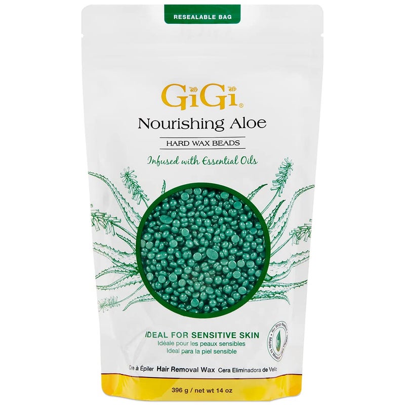 GiGi Hard Wax Beads for Sensitive Skin â€“ Nourishing Aloe, Wax Beads for Hair Removal, Perfect for Face, Body, Bikini, Brazilian Waxing, 14 oz - Image 1