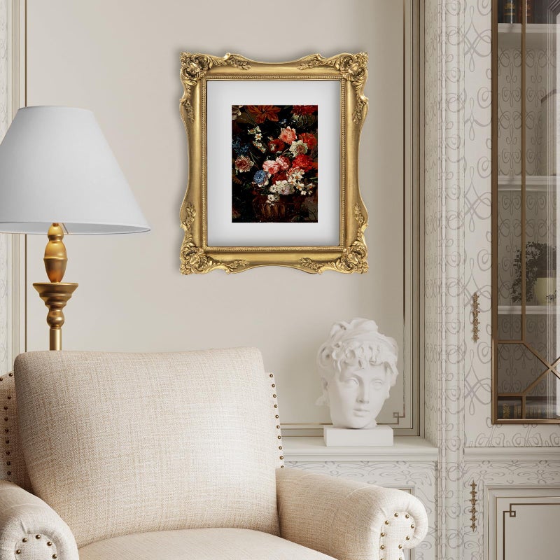 FJXMFRAME 8x10 Vintage Picture Frame Gold, Ornate Baroque Gothic Victorian Frames with Mat for 5x7 or 8 x 10 Photos, Tabletop or Wall Display, Antique Home Decor Accent - Image 3