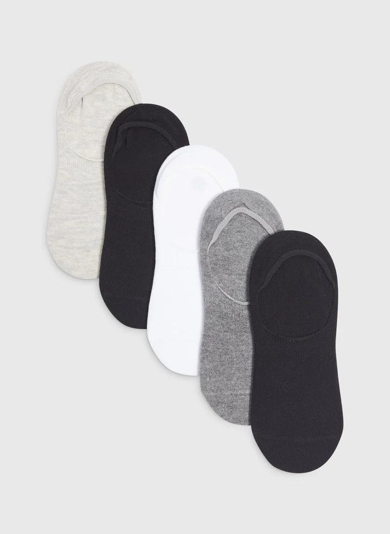 Matalan Kids 5 Pack Black Mono Invisible Socks