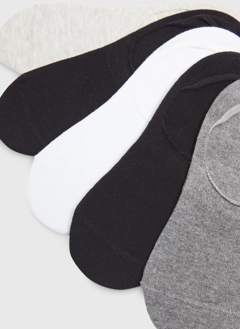 Matalan Kids 5 Pack Black Mono Invisible Socks