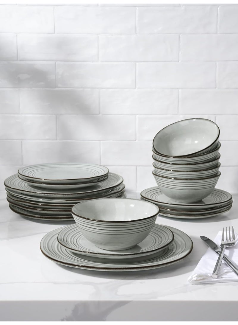 Famiware Twilight 12 Piece Stoneware Dinnerware Set, Set for 4, Scratch Resistant, Microwave & Dishwasher Safe, Ashy Blue - Image 4