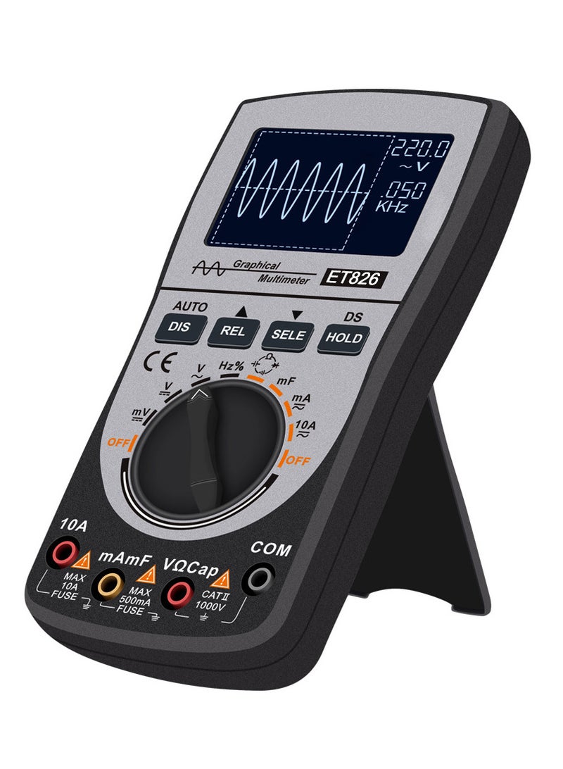 2-in-1 Intelligent Digital Oscilloscope Multimeter DC/AC Current Voltage Resistance Frequency Diode Tester 4000 Counts 20KHz Analog Bandwidth 200Ksps Maximum Real-Time Sampling Rate - Image 2