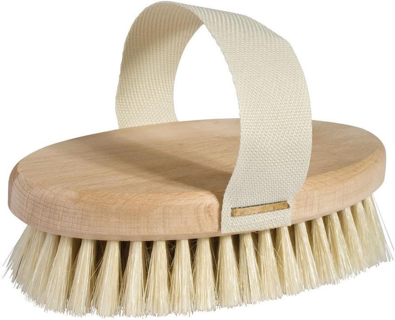 REDECKER Redecker Tampico Fiber Massage Brush with Untreated Beechwood Handle and Belt, 5-3/8-Inches