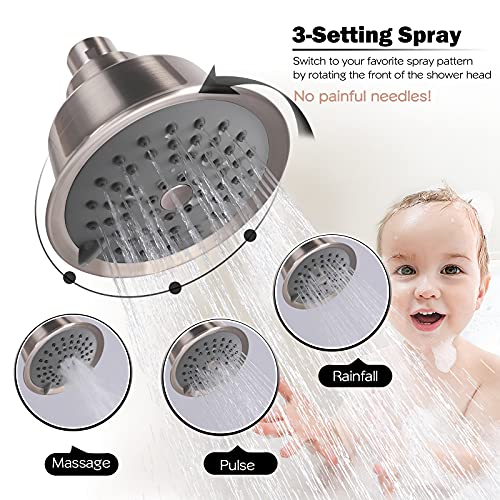 KAPHOME 3 Handles Tub Shower Faucet Set,Bathtub Faucet Set with Tub Spout,Tub and Shower Trim Kit with Valve,Wall Mounted,Brushed Nickel,KHSSN05U - Image 3