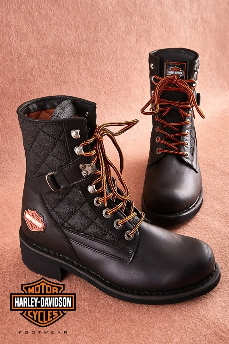 HARLEY DAVIDSON New Worker Black Oiled Leather Women's Boots Shoes V4