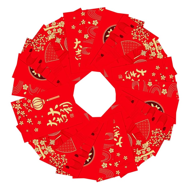 36 Pcs Chinese Red Envelopes Foil Stamped Hongbao for Lunar New Year Random Style - Image 2