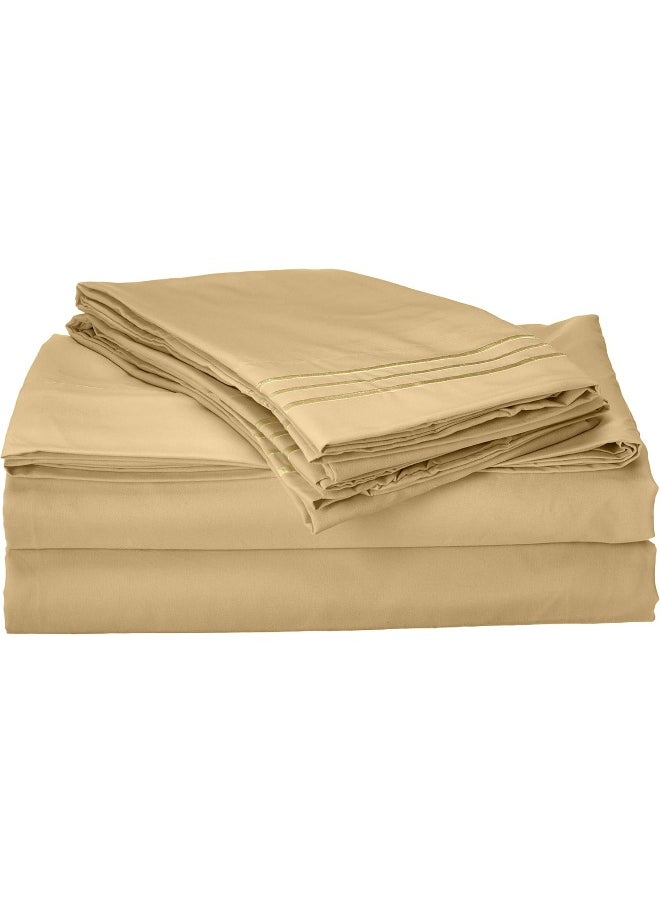 MattRest MattRest Luxury Silky-Soft 1800 Series Premium Collection - Wrinkle-Free 4-Piece Bed Sheet Set, Deep Pocket up to 16 inch, Full Gold  - Image 1