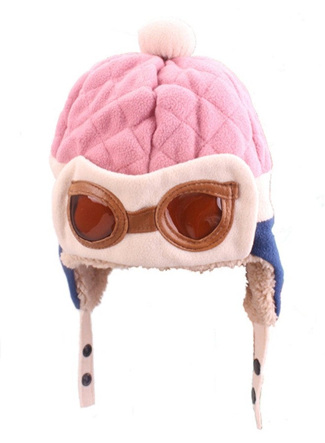 Kafeimali Baby Boys Girls Crochet Earflap Winter Warm Caps Beanie Pilot Aviator Cartoon Hats (Pink) - Image 2