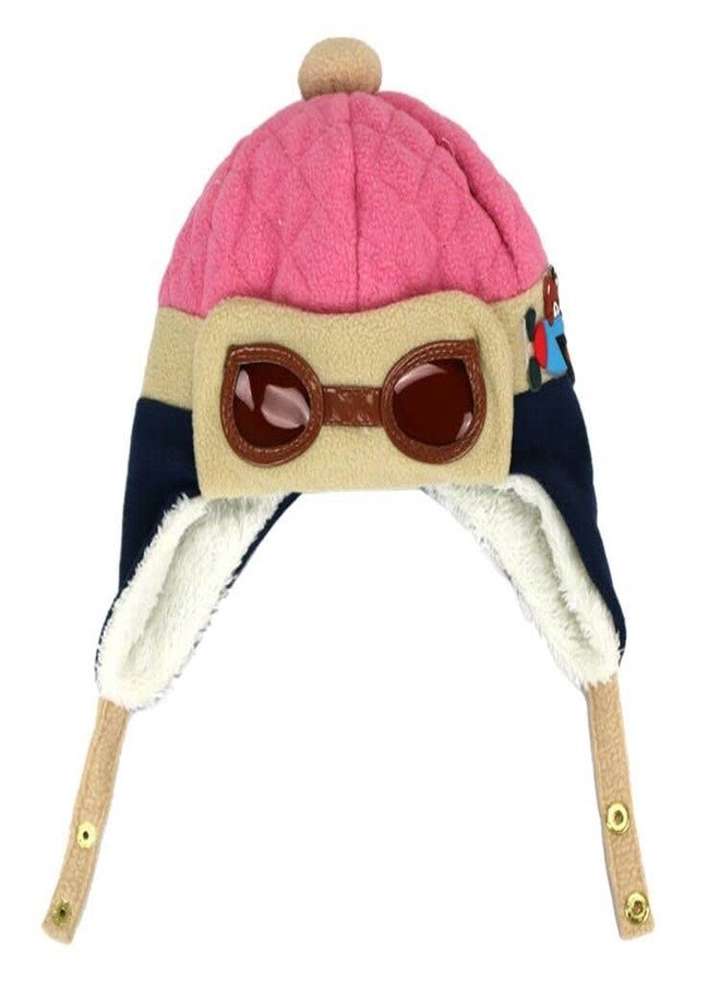 Kafeimali Baby Boys Girls Crochet Earflap Winter Warm Caps Beanie Pilot Aviator Cartoon Hats (Pink) - Image 1