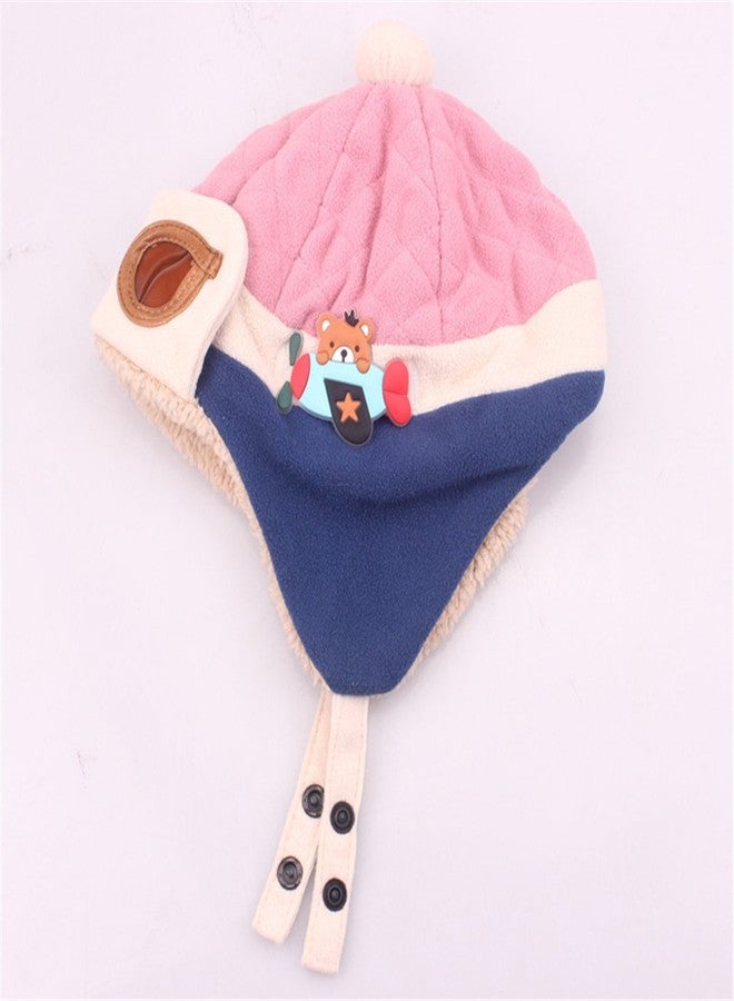 Kafeimali Baby Boys Girls Crochet Earflap Winter Warm Caps Beanie Pilot Aviator Cartoon Hats (Pink) - Image 3
