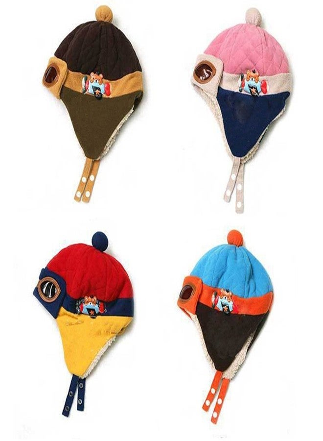 Kafeimali Baby Boys Girls Crochet Earflap Winter Warm Caps Beanie Pilot Aviator Cartoon Hats (Pink) - Image 4