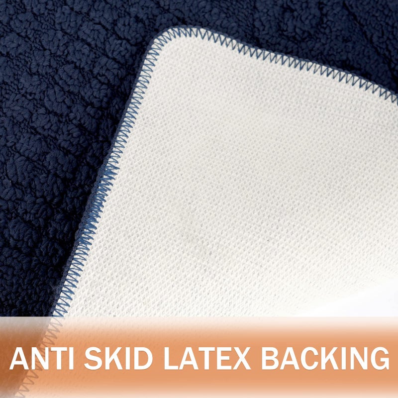 Echaprey Half Round Non-Slip Kitchen Bathroom Toilet Doormat Floor Rug Mat Keeps Your Floors Clean Home Decor (Small, Blue) - Image 5