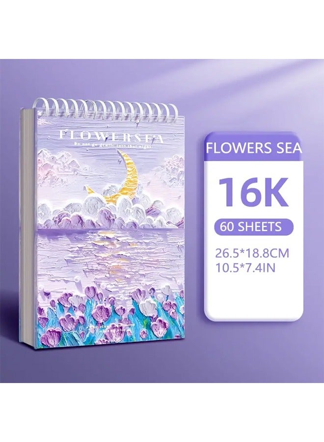 Thick Sketchbook for Art Students, Sketch Book for Drawing, with 60 Sheets of 16K Sketch Paper, Suitable for Oil Painting and Pencil Drawing, 7.4x10.4 Inch - Image 1