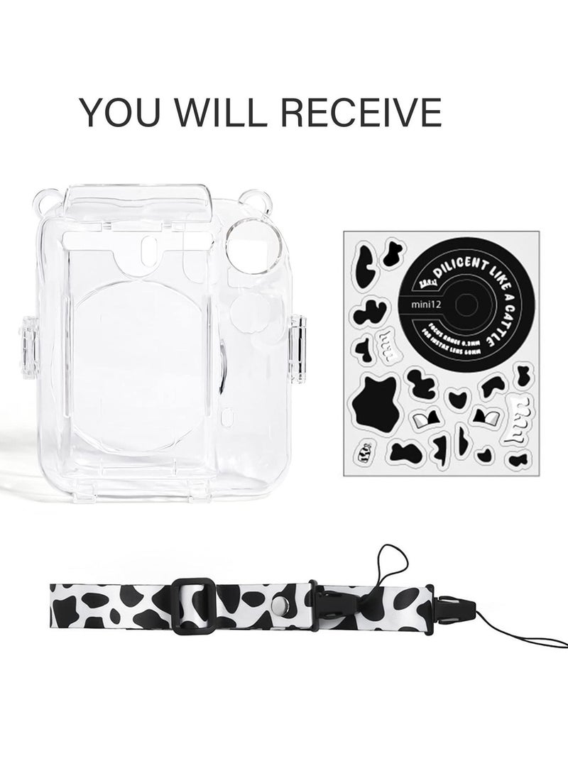 SYOSI Clear Case for Fuji Instax Mini 12/Polaroid Mini 12, Case for Fujifilm Instax Mini 12 Instant Camera with Back Photos Pocket, Shoulder Strap and Beautiful Sticker  - Image 2